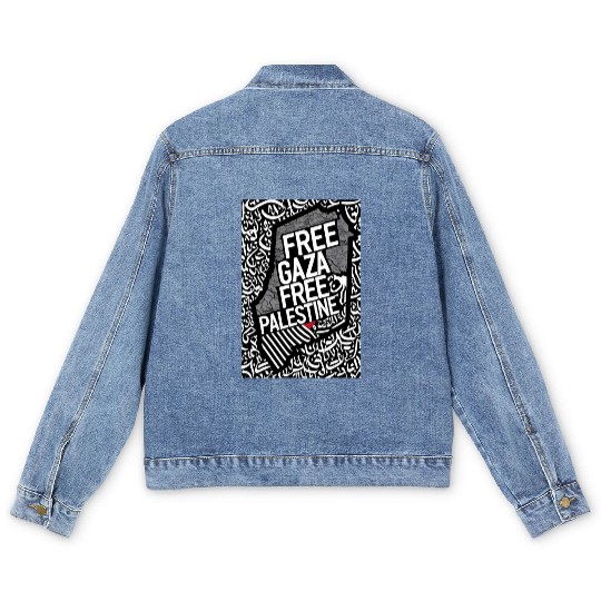 free palestine support palestine Men's Denim Jackets