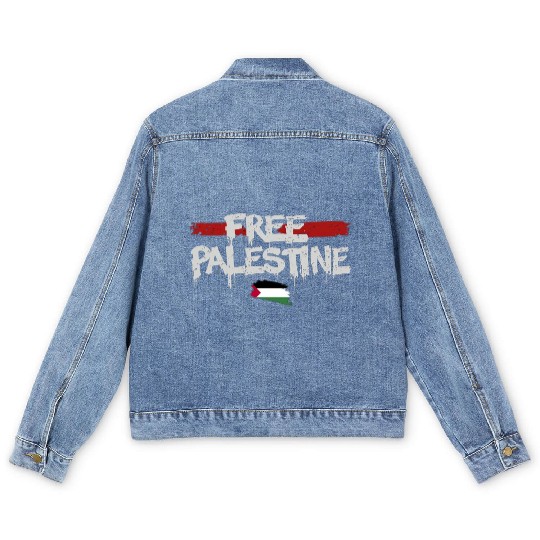 graffiti free palestine Men's Denim Jackets
