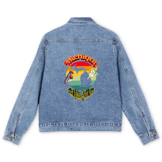 Michigan: Great Lakes, Great State! Men's Denim Jackets