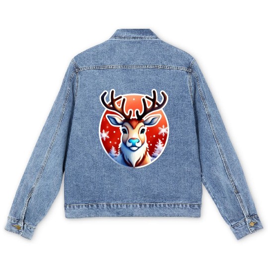 Christmas Reindeer Men's Denim Jackets