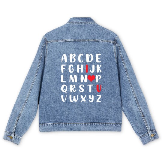 Abc Alphabet I Love You English Teacher Valentines Men's Denim Jackets