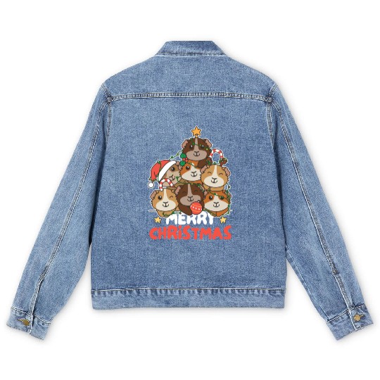 Guinea Pig Christmas Tree Merry Christmas Men's Denim Jackets