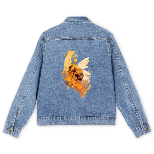Chibi Honeybee in honey Men's Denim Jackets