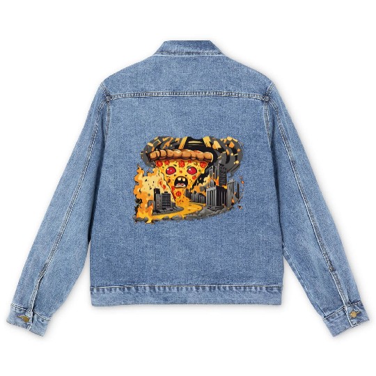 Angry Pizza Men's Denim Jackets