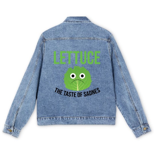 Lettuce The Taste of Sadness Funny Vegan Green FF Band Men's Denim Jackets
