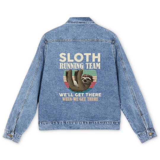 Sloth Running Team We'll Get There Sloth Men's Denim Jackets