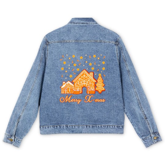 Christmas Cookie Merry X-mas. Men's Denim Jackets