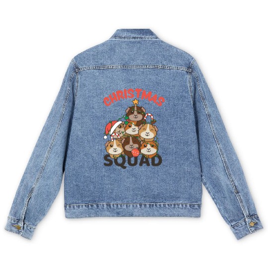 Guinea Pig Christmas Tree Christmas Squad Men's Denim Jackets
