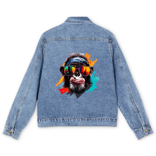 Street Art Monkey Urban Rap Street Monkey Men's Denim Jackets