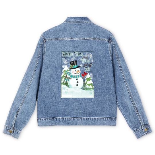 Funny Cranky Snowman Men's Denim Jackets