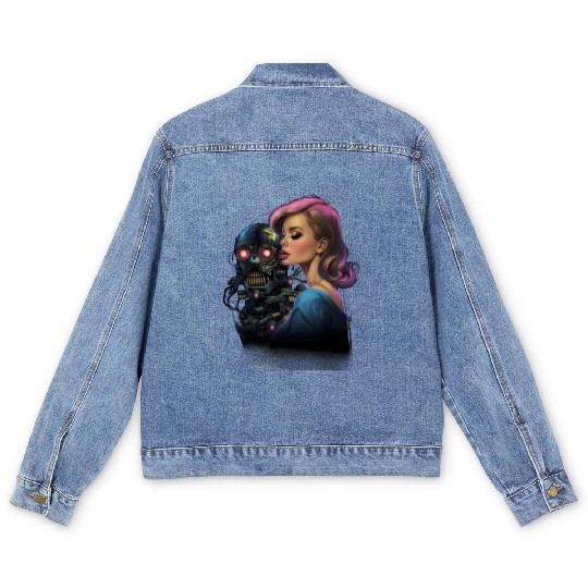 Pinup Girl Vintage Robot Robotics Men's Denim Jackets