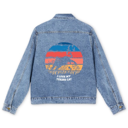 I Love My Tuxedo Cat Men's Denim Jackets