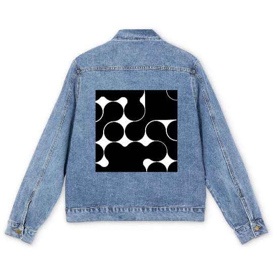 Abstract geometric pattern black bauhaus design Men's Denim Jackets
