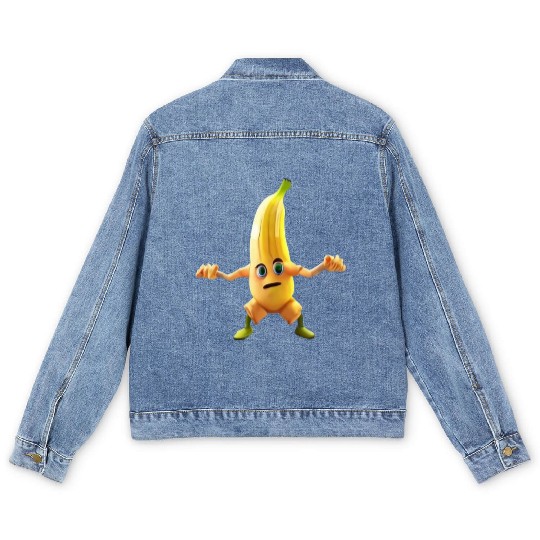 Video game character with a banana Men's Denim Jackets