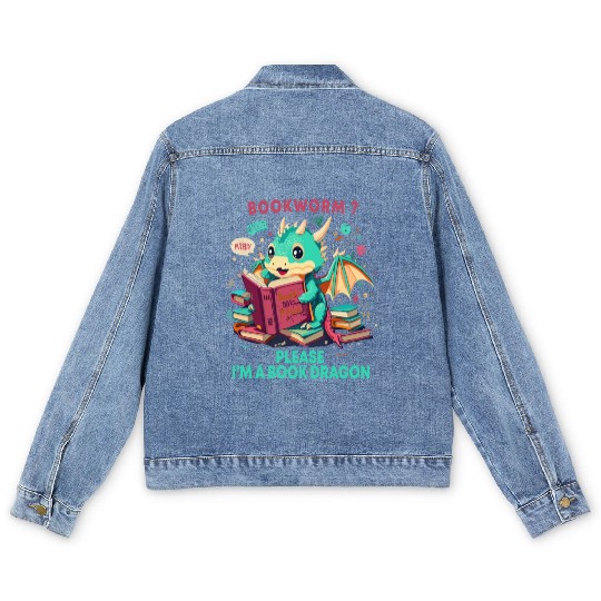 bookworm Please I'm A Book Dragon, Unisex graphic Men's Denim Jackets