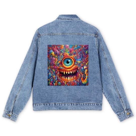 Going On a Little Trip - Cyclops and Teeth Psyched Men's Denim Jackets