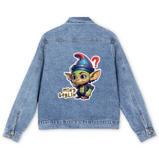 Funny Green Goblin Monster - Mind Goblin Deez Nuts Men's Denim Jackets