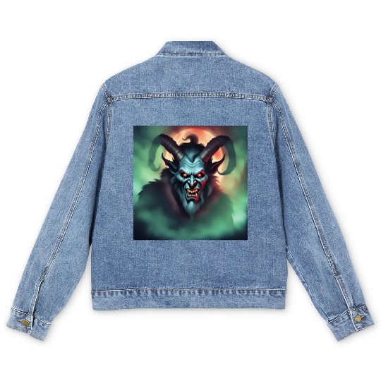 Krampus in Green Fog Men's Denim Jackets