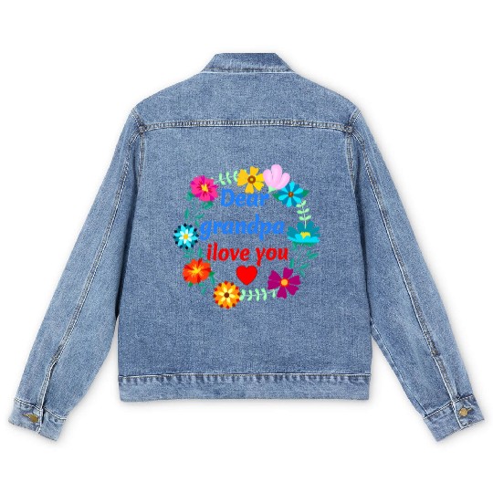 Dear Grandpa, i Love You - Grandad Flowers Men's Denim Jackets