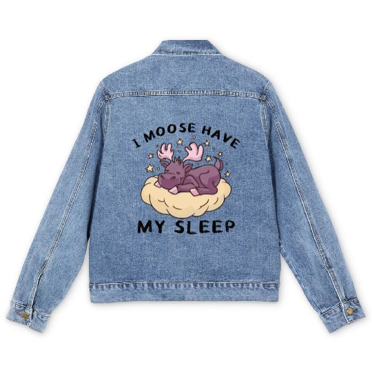 I Moose Have My Sleep Youth Cute Moose Men's Denim Jackets