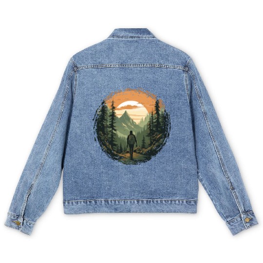 Forest nature trekking adventure Men's Denim Jackets