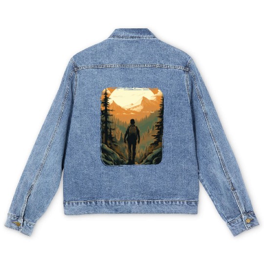 Forest nature trekking adventure Men's Denim Jackets