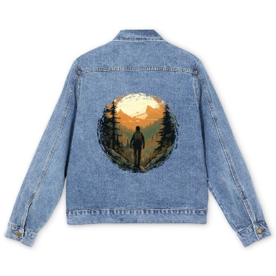 Forest nature trekking adventure Men's Denim Jackets
