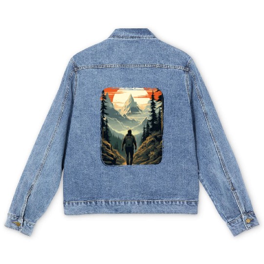 Forest nature trekking adventure Men's Denim Jackets