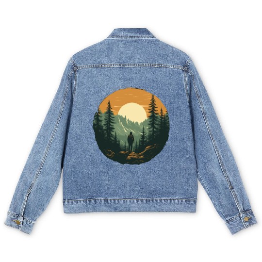 Forest nature trekking adventure Men's Denim Jackets