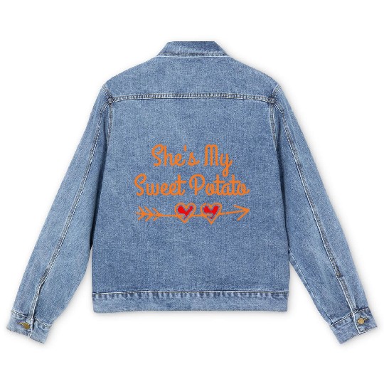 I Yam She's My Sweet Potato Thanksgiving Men's Denim Jackets