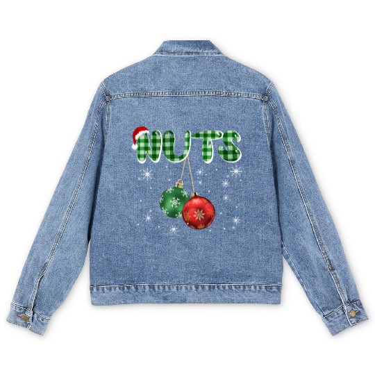 Chest Nuts Christmas Funny Couple Matching Men's Denim Jackets