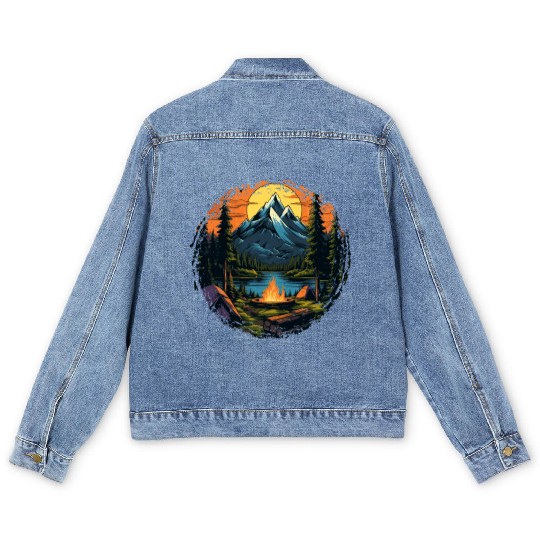 Forest nature trekking adventure Men's Denim Jackets