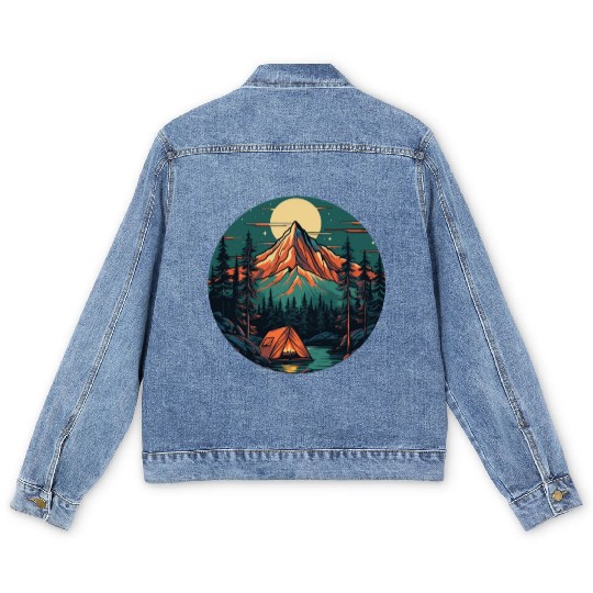 Forest nature trekking adventure Men's Denim Jackets