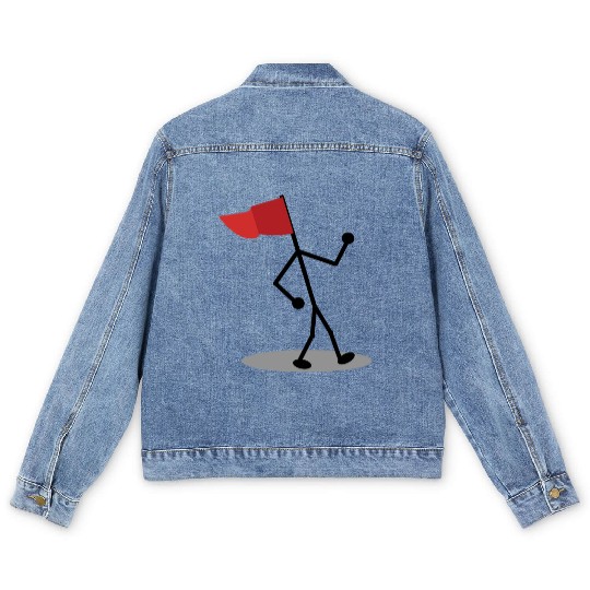 Walking Red Flag Men's Denim Jackets