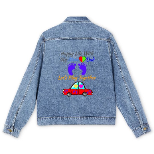 Happy Life with my Mom Dad - Family Play Together Men's Denim Jackets