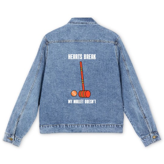 Lawn Game - Golf Croquet Player Men's Denim Jackets