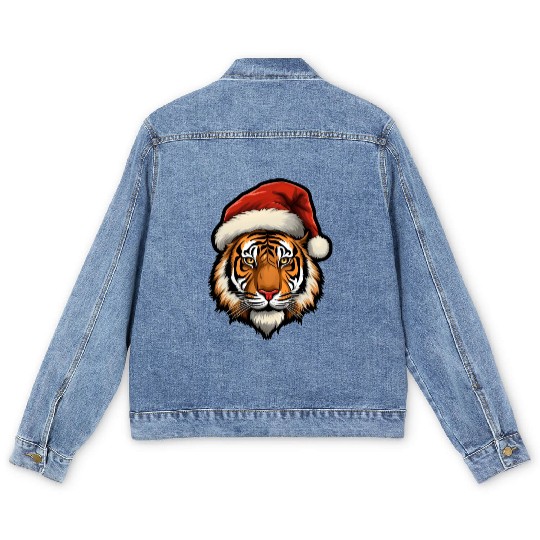 Tiger Christmas Men's Denim Jackets