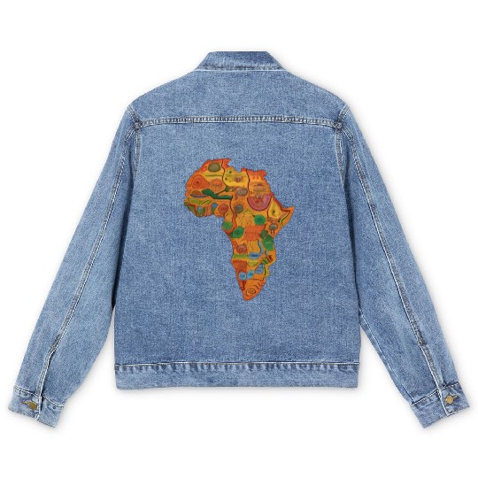 Colourful African Map For Afrocentric Lovers. Men's Denim Jackets