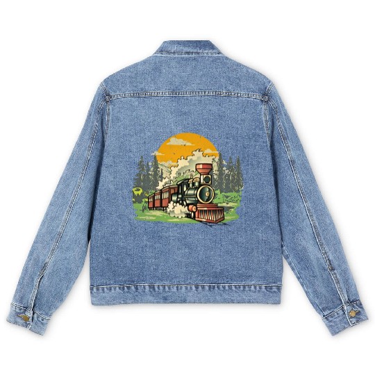 Christmas North Pole Polar Express All Abroad Xmas Men's Denim Jackets