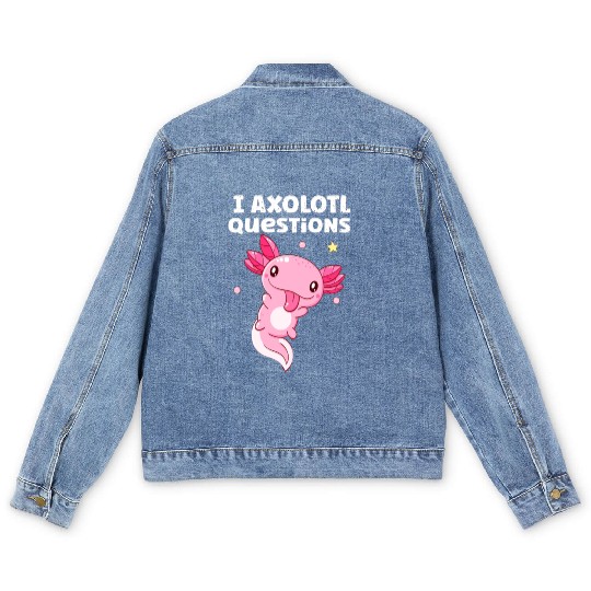 I Axolotl Questions Axolotl funny Axolotl Retro Men's Denim Jackets