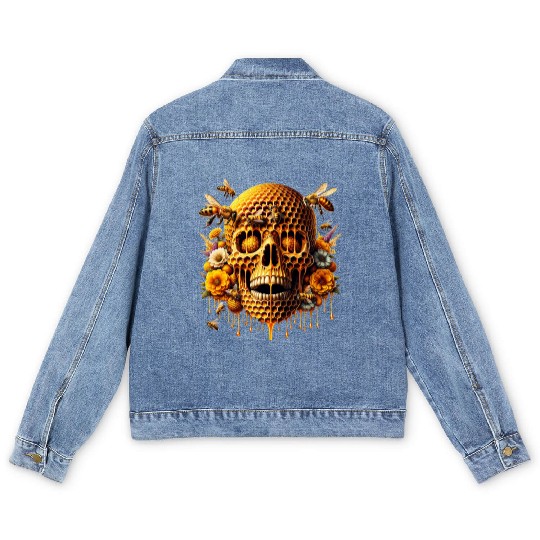 Sweet Life Skull Men's Denim Jackets Honeycomb Haven Bumblebee