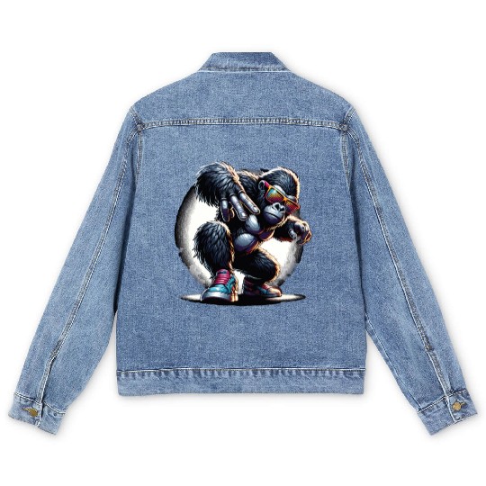 Gorilla With Sunglasses Men's Denim Jackets