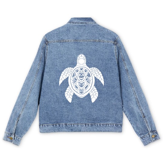 Turtle Tattoo Underwater Design For Divers Men's Denim Jackets