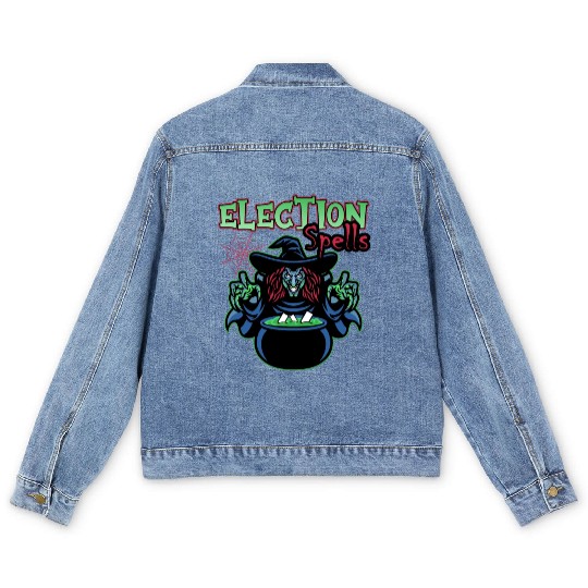 Election Spells Witch Spooky Halloween Meme Voter Men's Denim Jackets