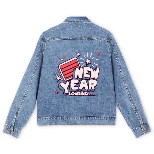 NYE New Year Loading Cheers To Festive New Year's Men's Denim Jackets