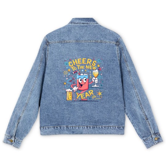 NYE Cheers To The New Year Happy Winter Holiday Men's Denim Jackets