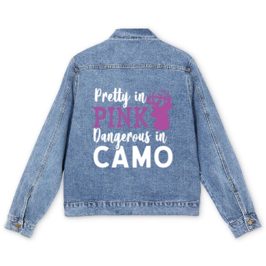 Pretty in Pink Dangerous in Camo Hunter Girl Men's Denim Jackets