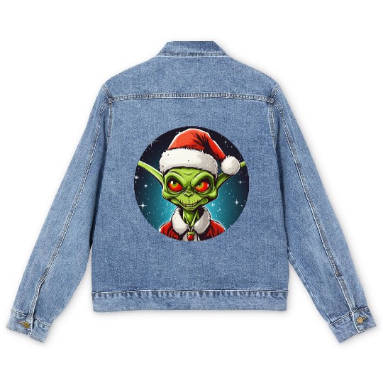 Alien Christmas Men's Denim Jackets