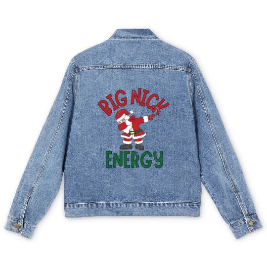 Big Nick Energy Christmas Dabbing Santa Claus Men's Denim Jackets