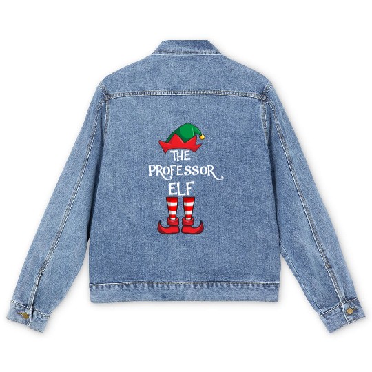 Professor Elf Matching Family Christmas Teacher Men's Denim Jackets